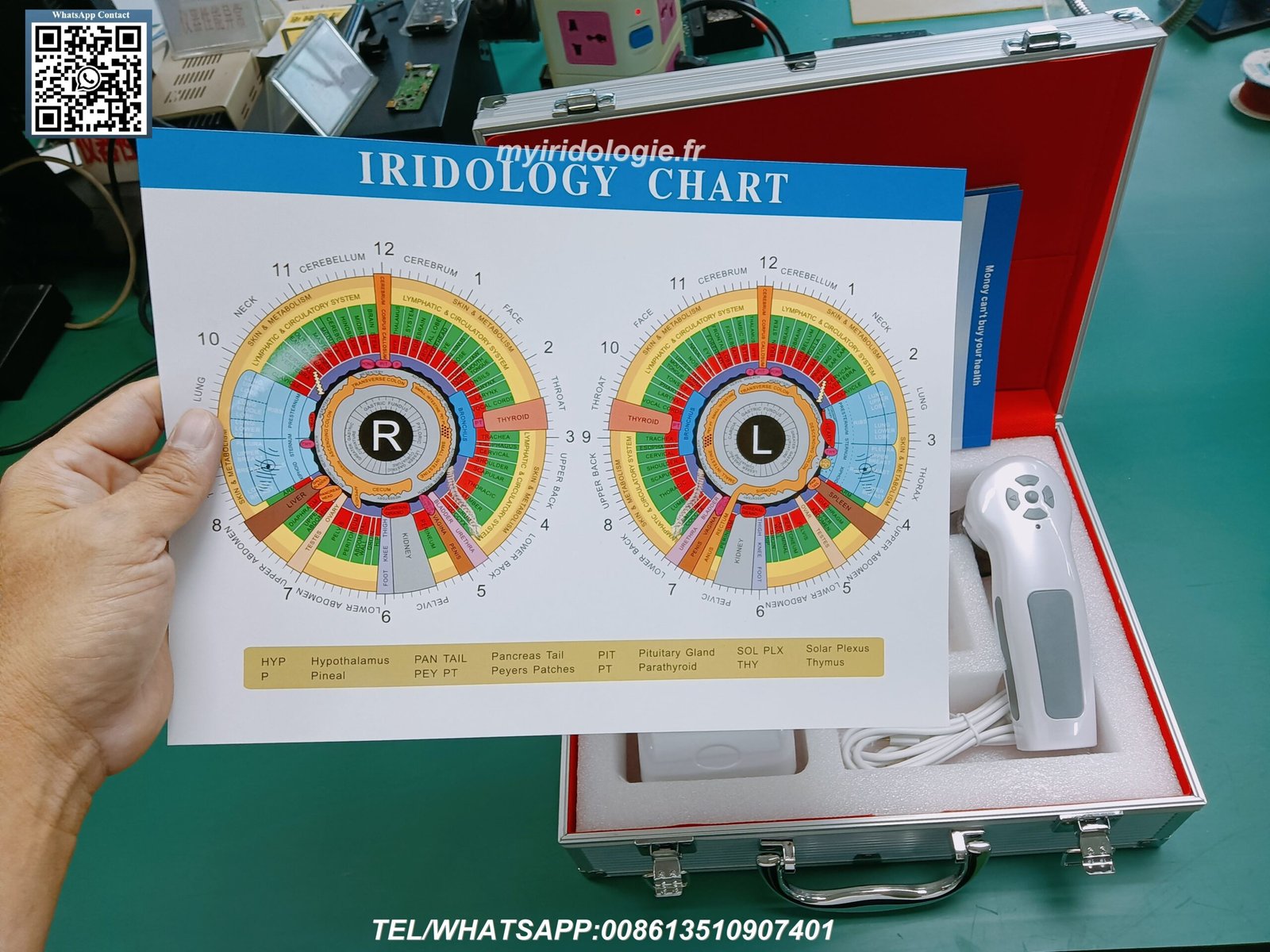 Analyse d'iris en iridologie avec un appareil professionnel MAIKONG