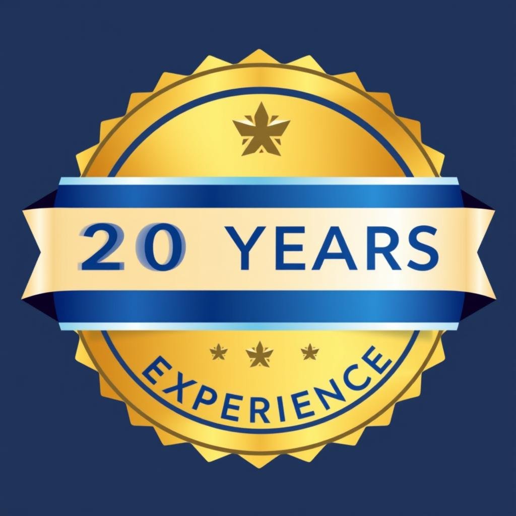 20 years experience badge with anniversary emblem