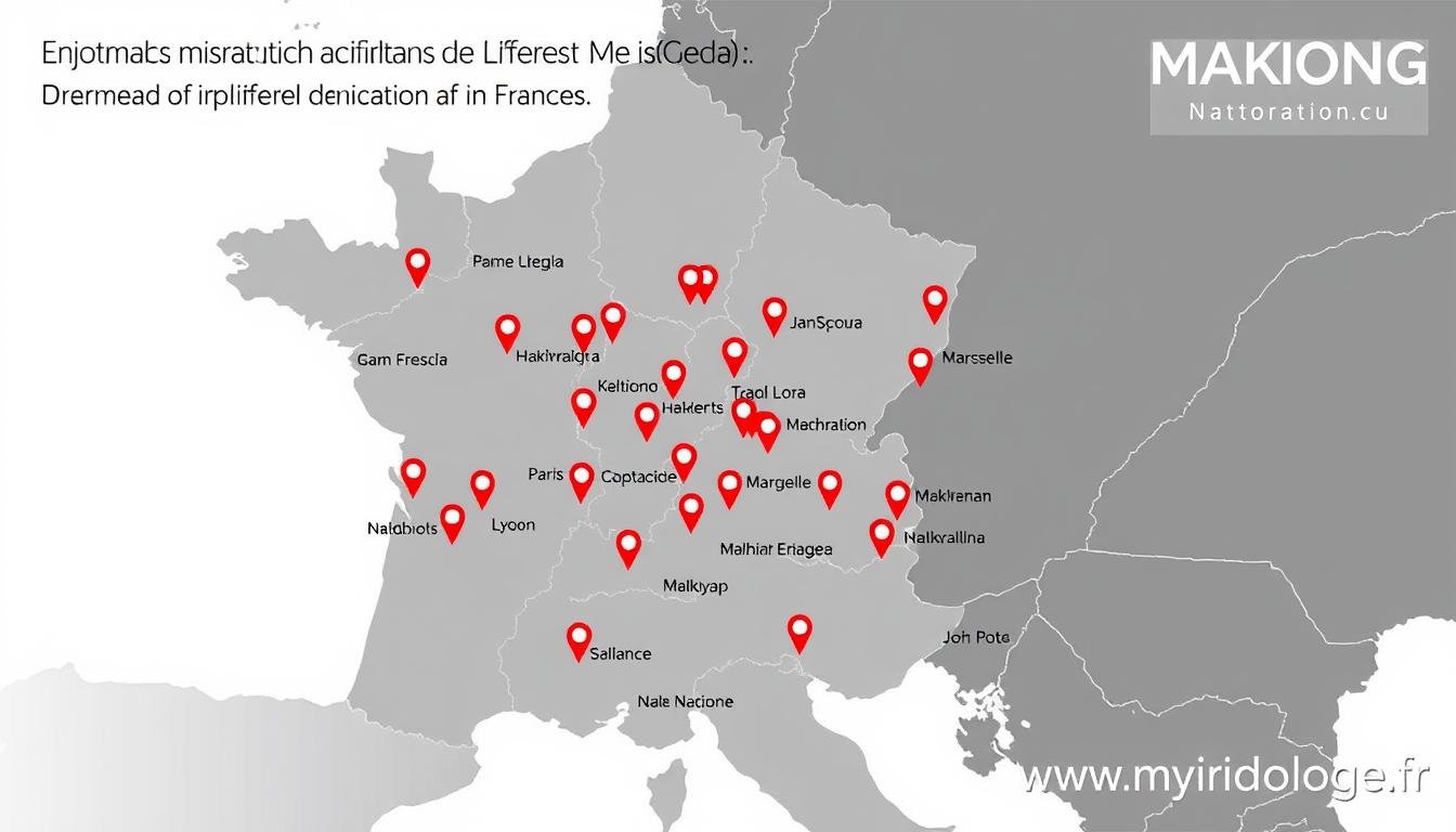 Carte des centres de formation iridologie équipés par MAIKONG en France