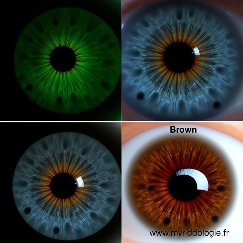 Comparaison entre différentes couleurs d'iris montrant les défis d'analyse pour l'iridologie Comparaison entre différentes couleurs d'iris montrant les défis d'analyse pour l'iridologie