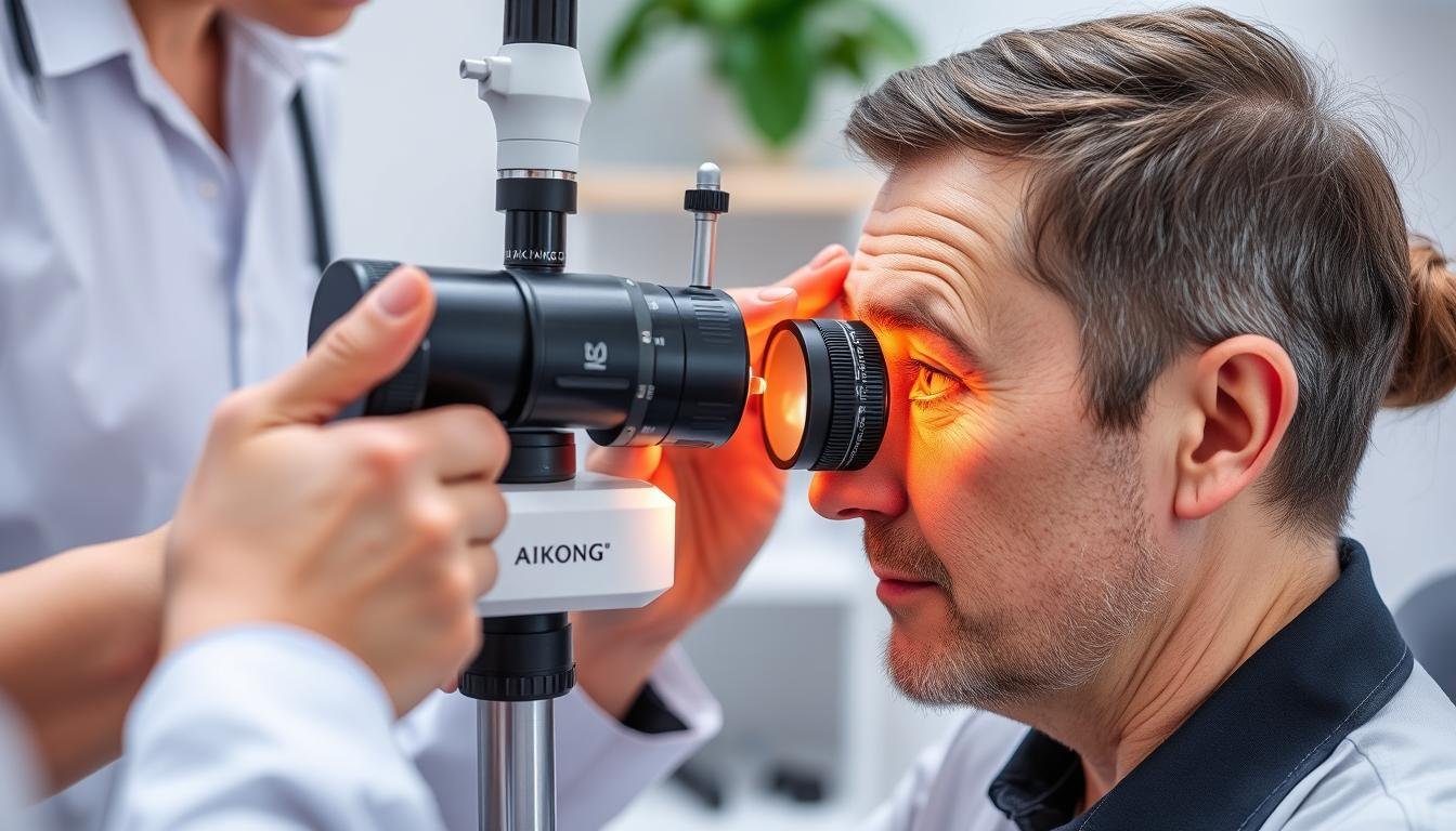 Démonstration d'utilisation d'un appareil de macro lens iridology