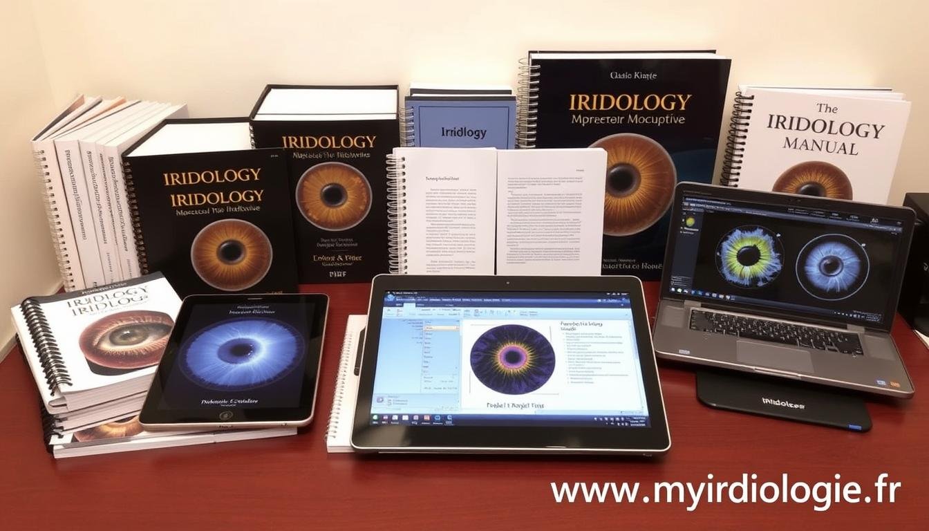 Différents formats de livres d'iridologie: imprimés, numériques et applications