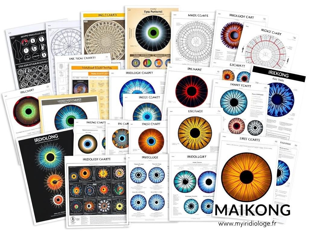 Différents types de cartes d'iridologie proposées par MAIKONG pour différentes applications professionnelles