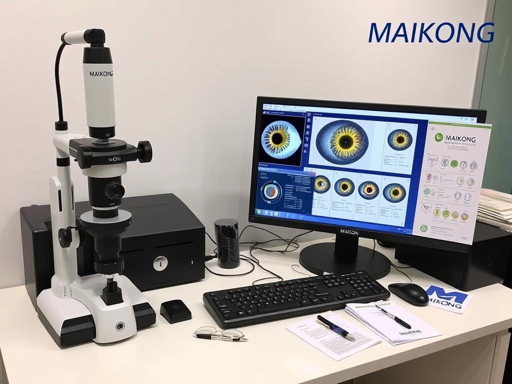 Ensemble complet d'équipement pour iridologue incluant caméra, logiciel et accessoires