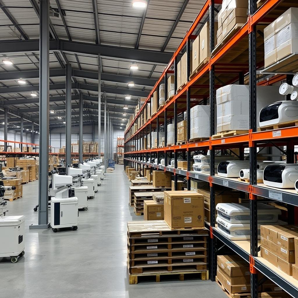 Entrepôt MAIKONG avec stock d'équipements d'iridologie