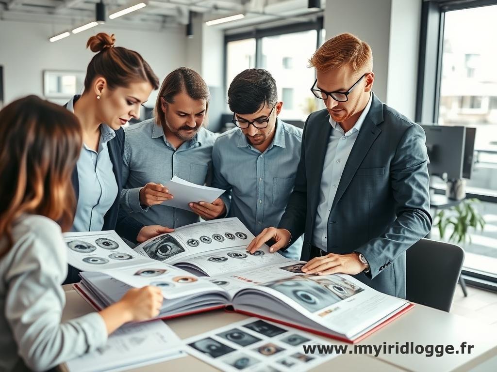 Équipe MAIKONG travaillant sur la production de livres d'iridologie