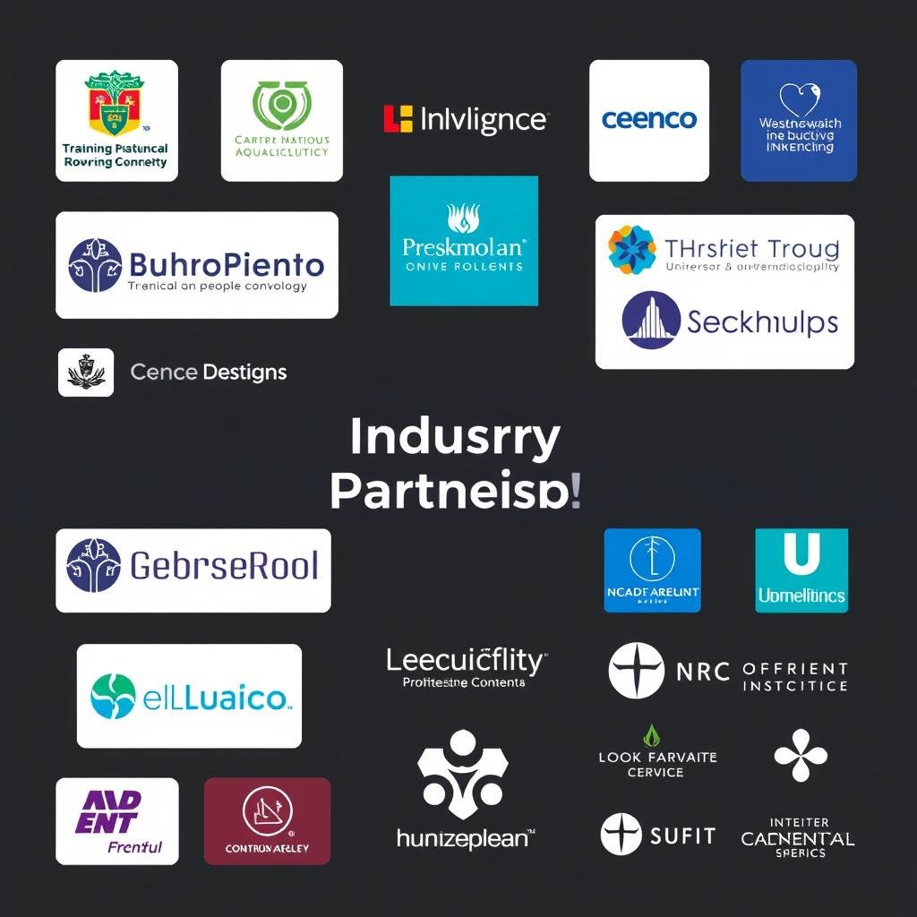 Industry partnerships and client logos collage