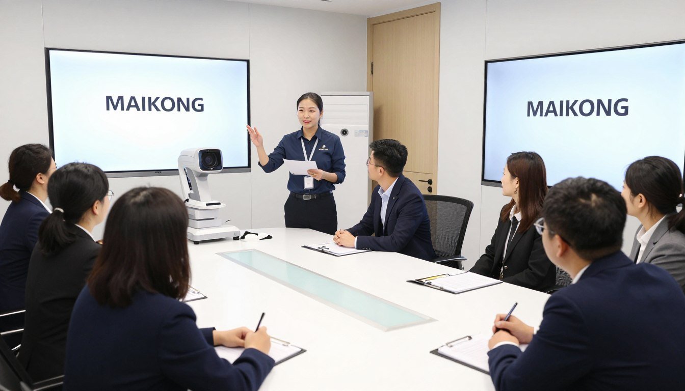 Partenaires MAIKONG lors d'une session de formation sur les équipements d'iridologie Partenaires MAIKONG lors d'une session de formation sur les équipements d'iridologie