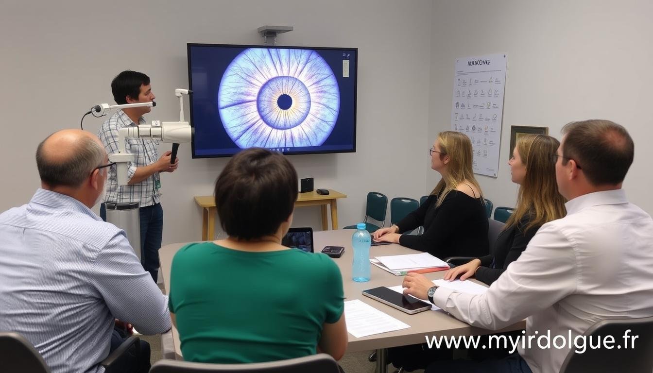 Session de formation en iridologie utilisant l'équipement MAIKONG
