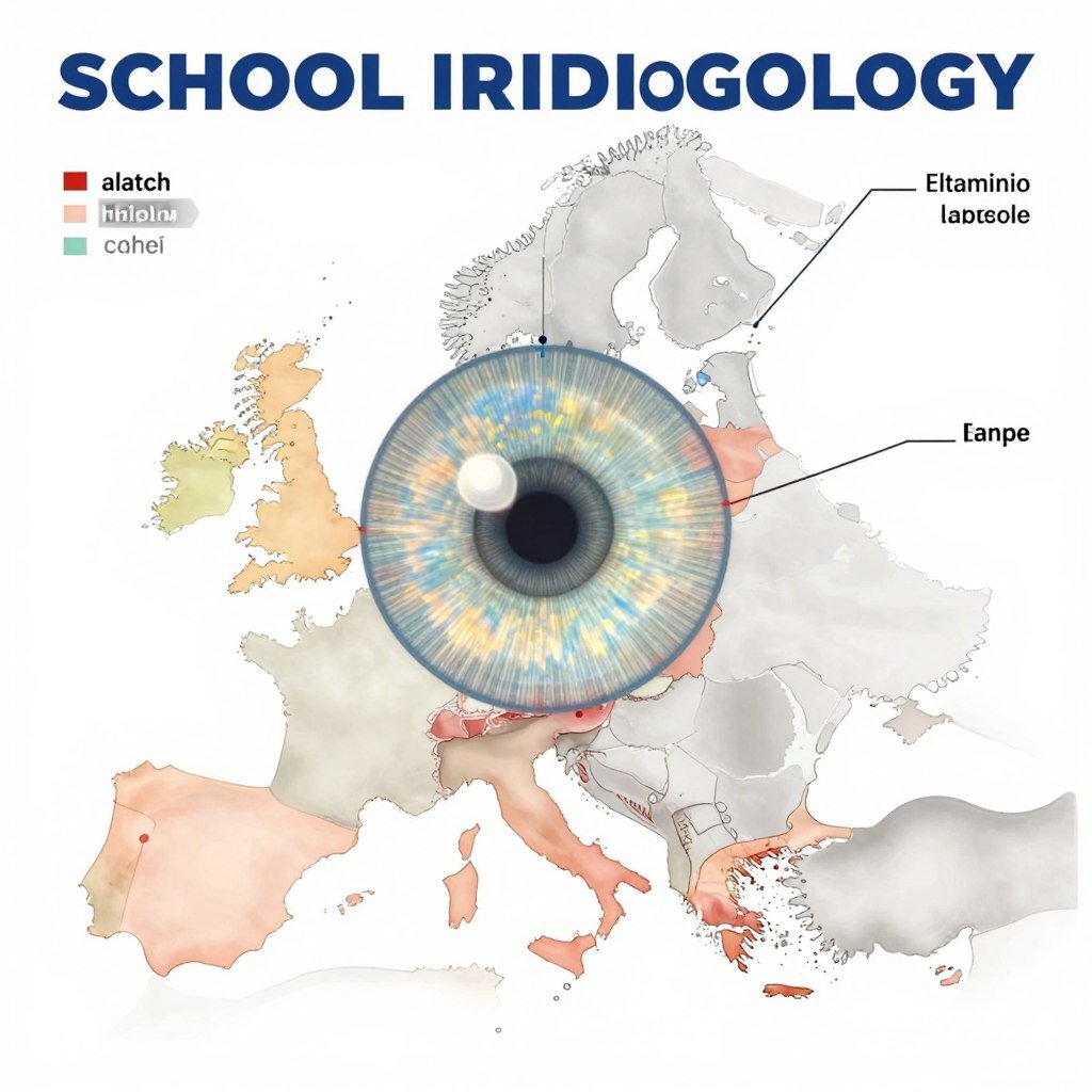 Carte d'iridologie selon l'école européenne