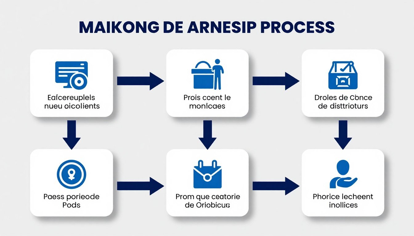 Processus de commande et partenariat avec MAIKONG illustré en étapes