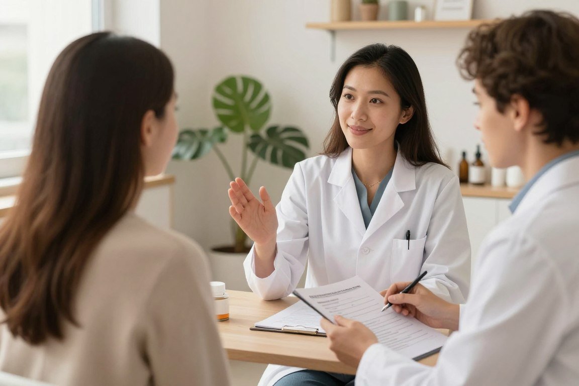Personne recevant recommandations personnalisées basées sur analyse iridologique