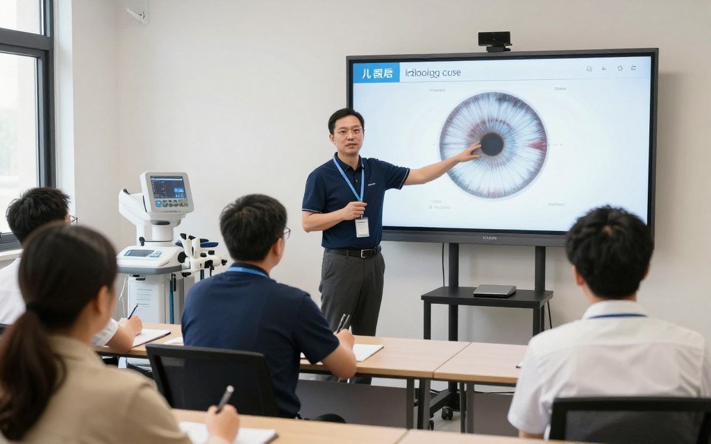 Session de formation en iridologie avec équipement professionnel