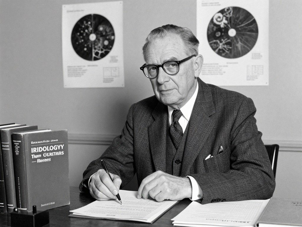 Portrait historique de Bernard Jensen avec ses publications sur l'iridologie