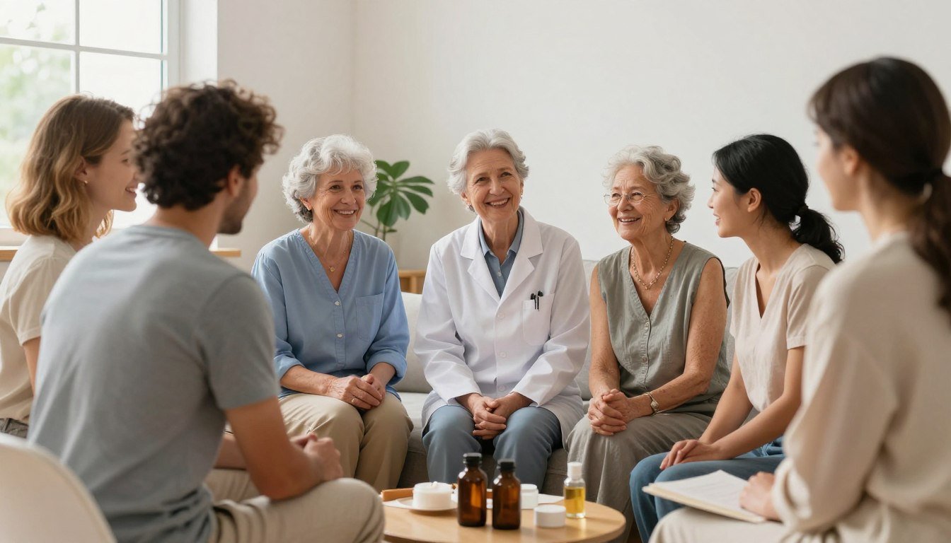 diverse groupe personnes intéressées par médecines douces et bien-être diverse groupe personnes intéressées par médecines douces et bien-être
